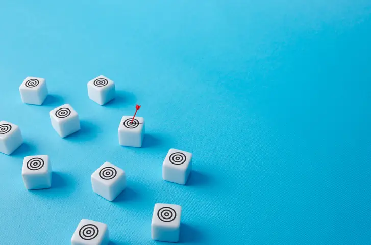 The arrow hits one of the targets. Marketing campaign , target audience, advertising methods. Advertise the product to democratic and gender groups. Anayltics or data management. Increase the sales.